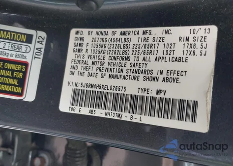 2014 Honda Cr-V Ex из США, поврежденный, VIN 5J6RM4H5XEL026575